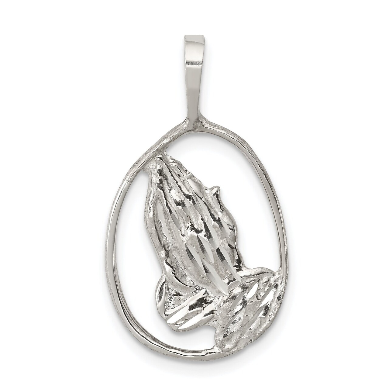 Sterling Silver Praying Hands Charm Jewelry Pendant 30mm x 18mm
